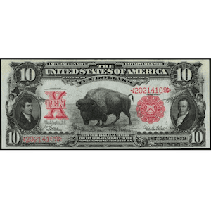 Red Seal Legal Tender Buffalo 10$ Bill