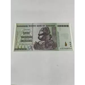 50 000 000 000 000 Dollars (50 Trillion Dollars)
Country: Zimbawe
Notes: AA
Obsolete