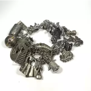 Antique Charm Bracelet Sterling Silver 925 
